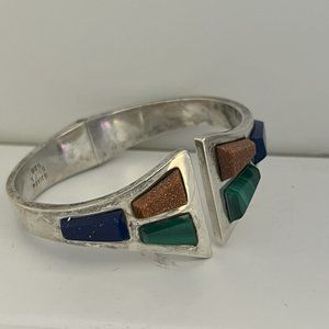 Three stone Sterling cuff bracelet - Mexico